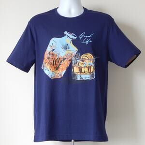 NWT Rare Robert Graham BARREL AGED Cotton Graphic NAVY T-Shirt MEDIUM